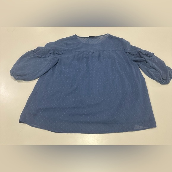 Lane Bryant Blue Boxy Blouse with Peter Pan Collar - Picture 4 of 7